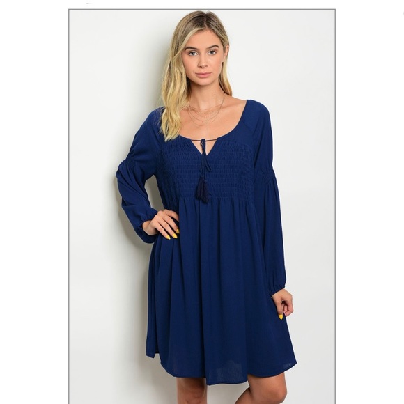 Dresses & Skirts - ✨🔥ADORABLE NAVY TASSLE TIE TUNIC SHIFT DRESS ✨